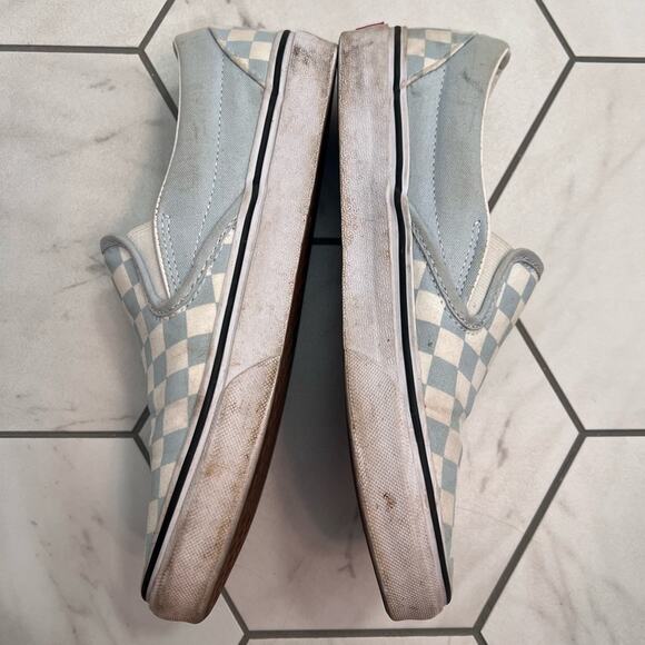 Vans Light Blue Classic Checkerboard Slip on Shoes Size 8.5 Women's - Picture 5 of 9